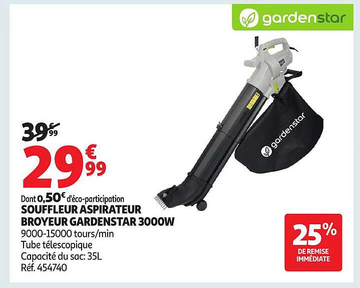 SOUFFLEUR ASPIRATEUR BROYEUR GARDENSTAR 3000W