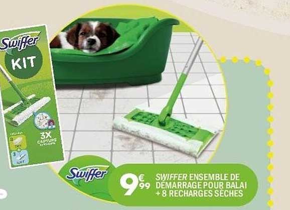 SWIFFER ENSEMBLE DE DEMARRAGE POUR BALAI + 8 RECHARGES SECHES