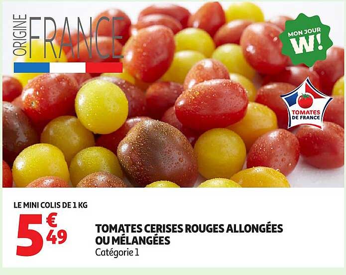 TOMATES CERISES ROUGES ALLONGÉES OU MÉLANGÉES