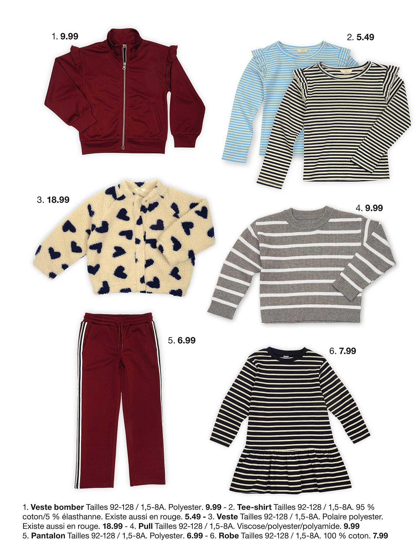 Veste bomber Tailles 92-128 / 1,5-8A. Polyester. 9.99