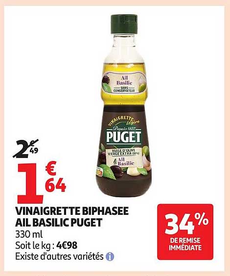 VINAIGRETTE BIPHASEE AIL BASILIC PUGET