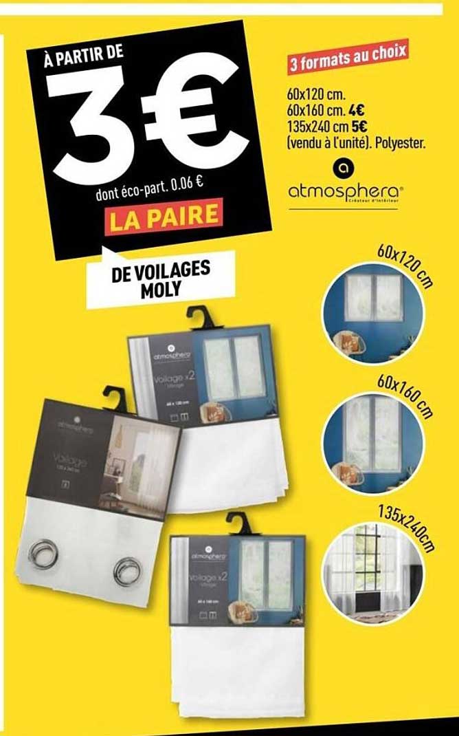 Voilages Moly à partir de 3 € la paire
