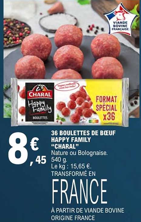 36 BOULETTES DE BOEUF HAPPY FAMILY "CHARAL"