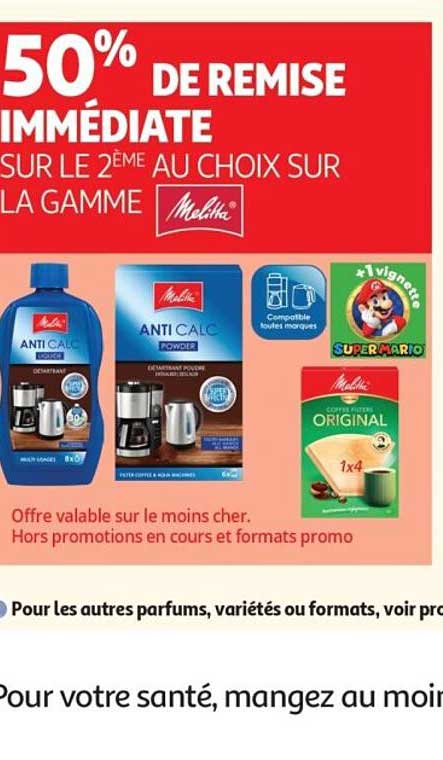 50% DE REMISE IMMÉDIATE SUR LE 2ÈME AU CHOIX SUR LA GAMME Melitta