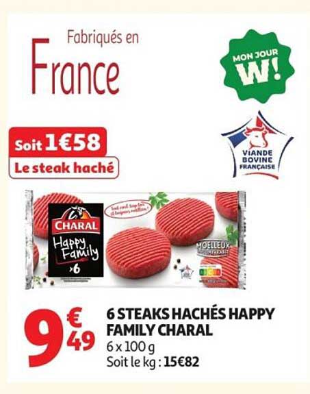 6 STEAKS HACHÉS HAPPY FAMILY CHARAL