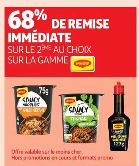 68% de remise immédiate sur le 2ème au choix sur la gamme Maggi