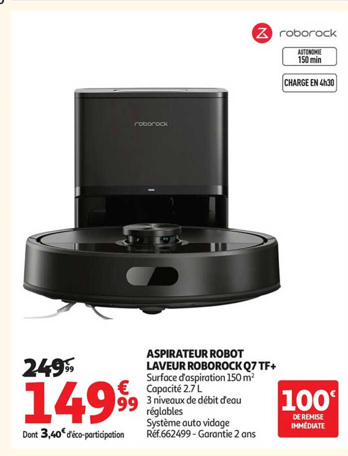 ASPIRATEUR ROBOT LAVEUR ROBOROCK Q7 TF+