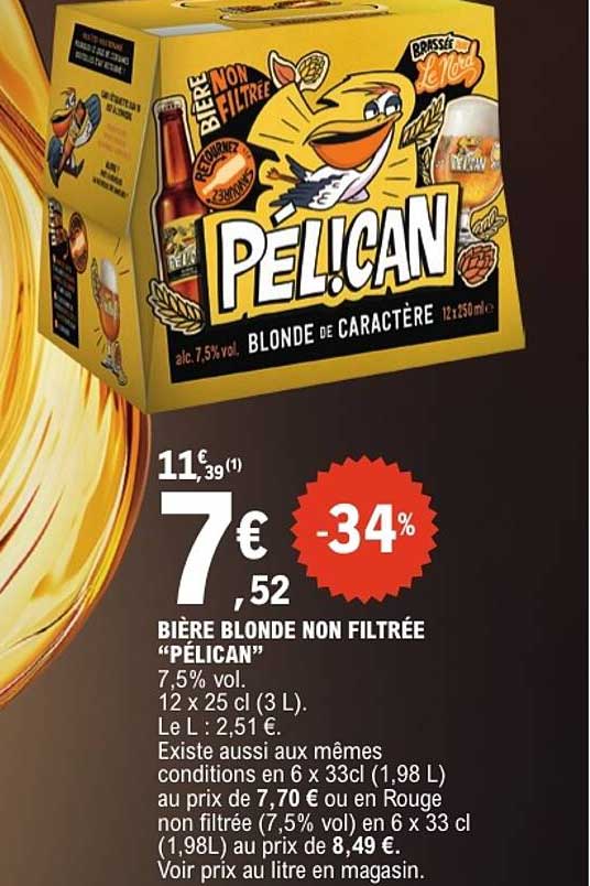 BIÈRE BLONDE NON FILTRÉE “PÉLICAN”