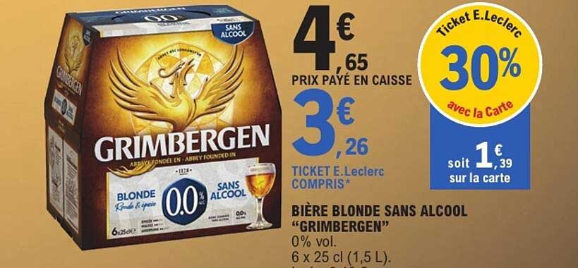 BIÈRE BLONDE SANS ALCOOL “GRIMBERGEN”