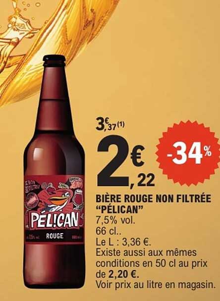 BIÈRE ROUGE NON FILTRÉE “PÉLICAN”