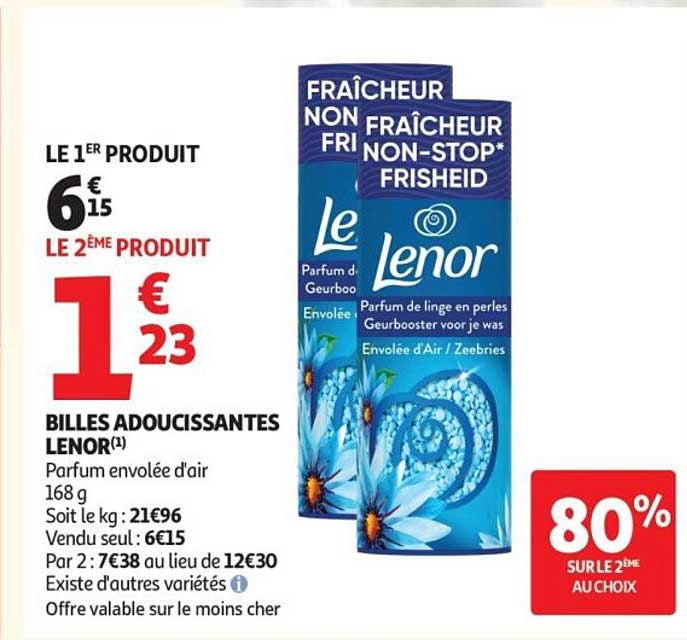 Billes adoucissantes Lenor parfum envolée d’air 168 g
