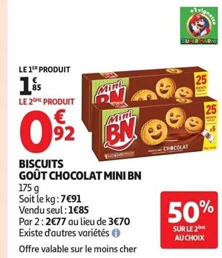 BISCUITS GOÛT CHOCOLAT MINI BN 175 g