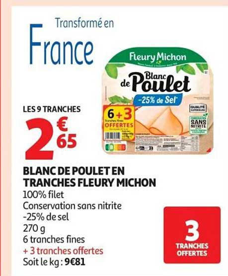 BLANC DE POULET EN TRANCHES FLEURY MICHON