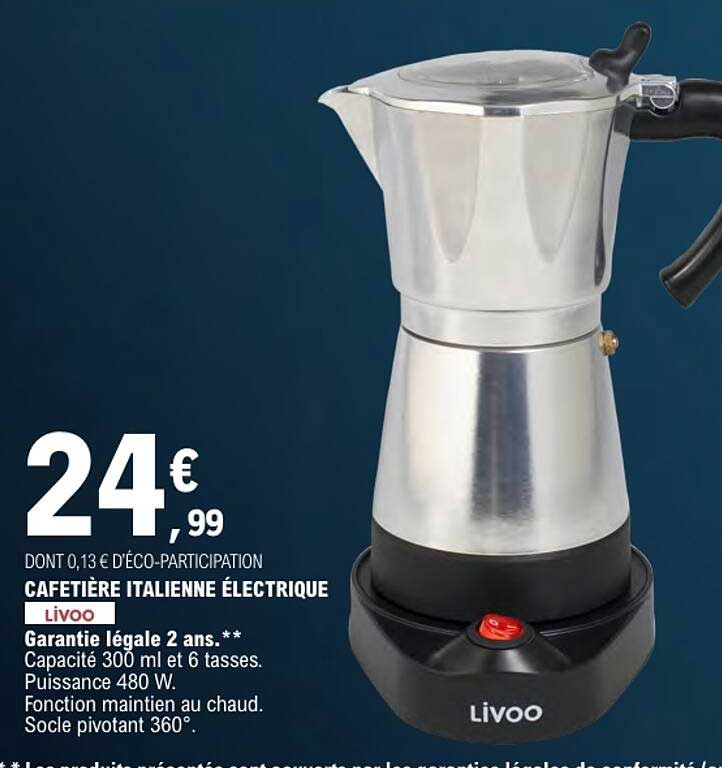 CAFETIÈRE ITALIENNE ÉLECTRIQUE LIVOO