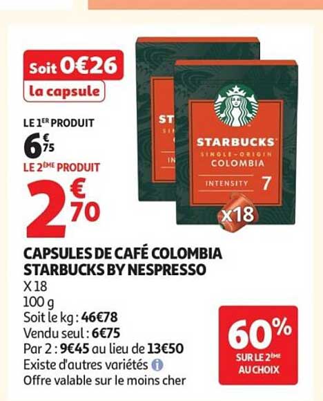 CAPSULES DE CAFÉ COLOMBIA STARBUCKS BY NESPRESSO