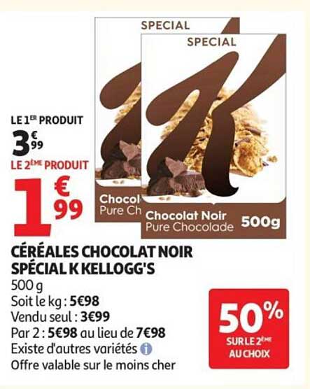 CÉRÉALES CHOCOLAT NOIR SPÉCIAL K KELLOGG'S
