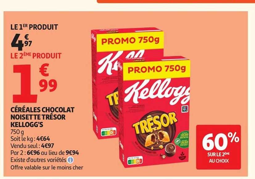 CÉRÉALES CHOCOLAT NOISETTE TRÉSOR KELLOGG'S 750 g