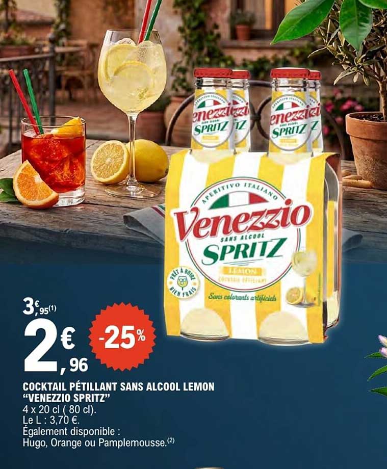 COCKTAIL PÉTILLANT SANS ALCOOL LEMON “VENEZZIO SPRITZ”
