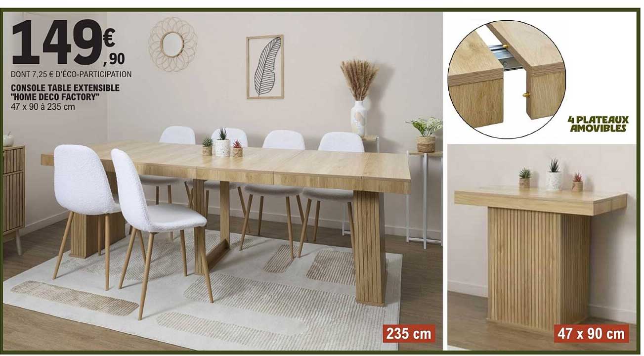 CONSOLE TABLE EXTENSIBLE "HOME DECO FACTORY"