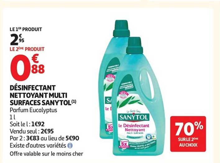 DÉSINFECTANT NETTOYANT MULTI SURFACES SANYTOL