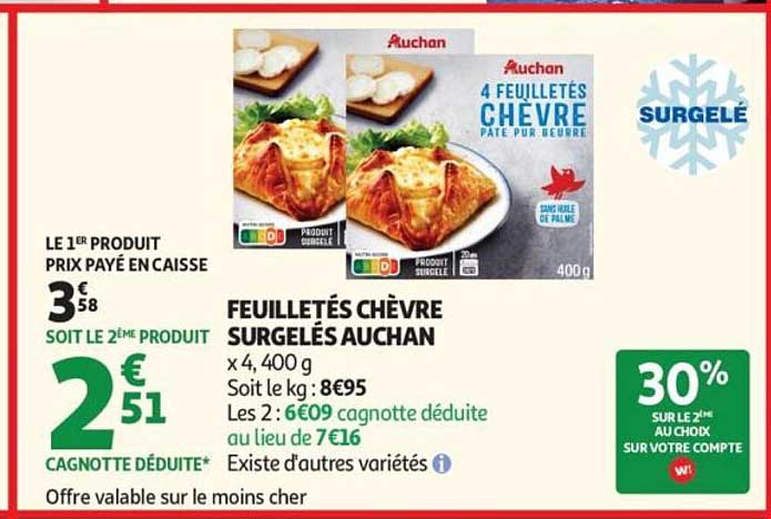 FEUILLETÉS CHÈVRE SURGELÉS AUCHAN
