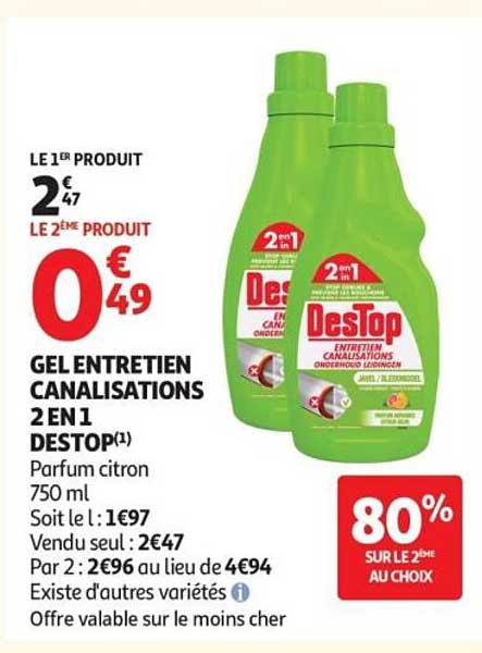 GEL ENTRETIEN CANALISATIONS 2 EN 1 DESTOP