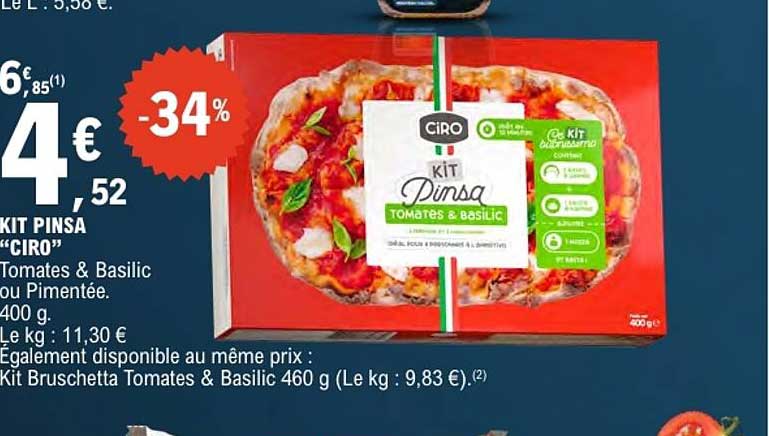 KIT PINSA “CIRO” Tomates & Basilic ou Pimentée. 400 g.