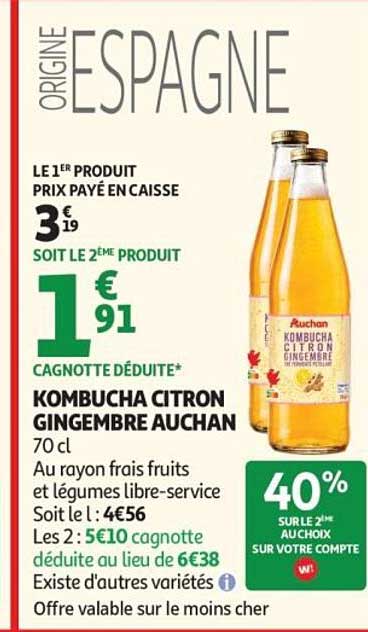 KOMBUCHA CITRON GINGEMBRE AUCHAN