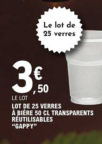 Le lot de 25 verres