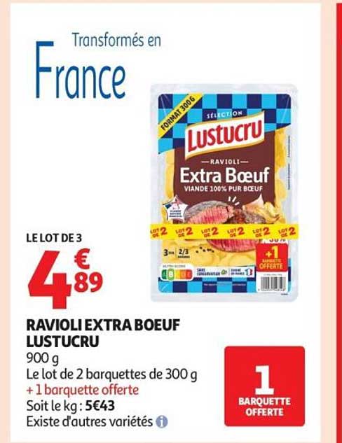 LE LOT DE 3 RAVIOLI EXTRA BOEUF LUSTUCRU