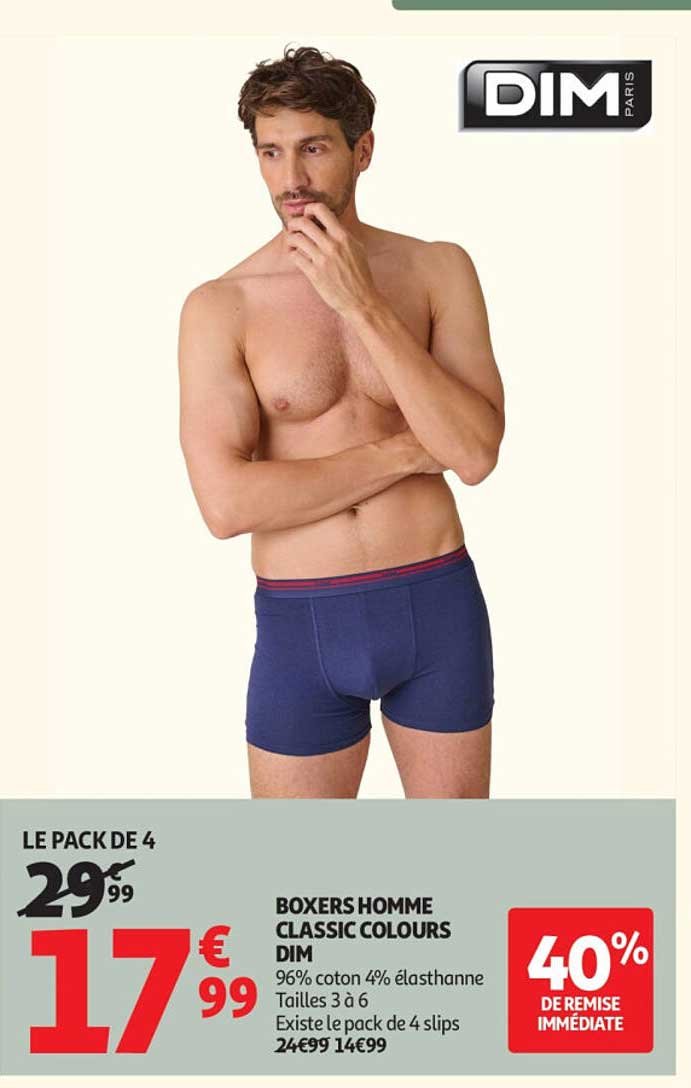 LE PACK DE 4 BOXERS HOMME CLASSIC COLOURS DIM