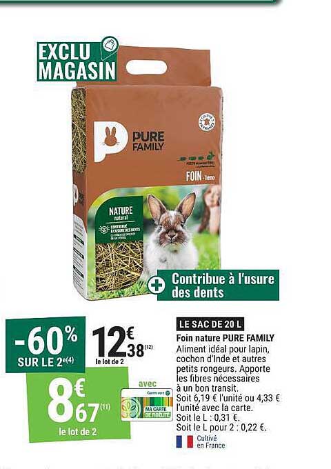 LE SAC DE 20 L Foin nature PURE FAMILY