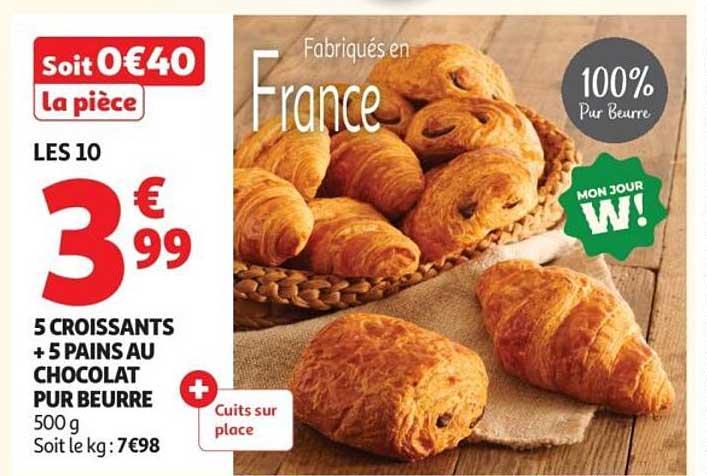 LES 10 5 CROISSANTS + 5 PAINS AU CHOCOLAT PUR BEURRE