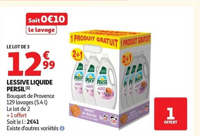 LESSIVE LIQUIDE PERSIL Boucquet de Provence 129 lavages (5.4 l) Le lot de 2 + 1 offert