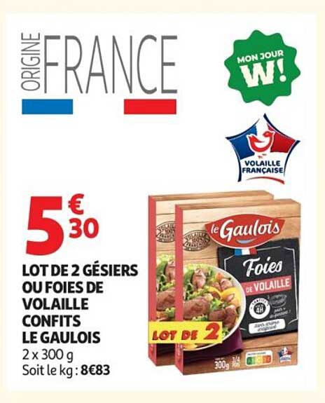 LOT DE 2 GÉS IERS OU FOIES DE VOLAILLE CONFITS LE GAULOIS
