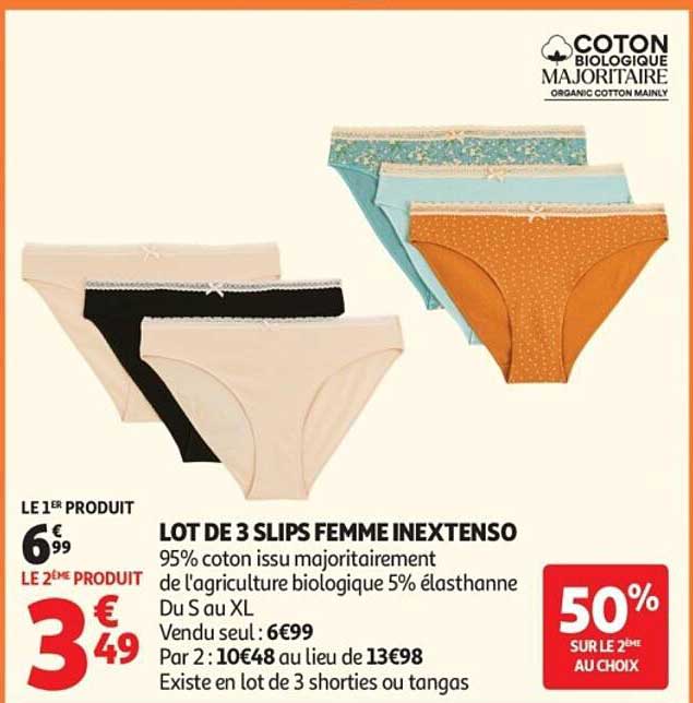 LOT DE 3 SLIPS FEMME INEXTENSO