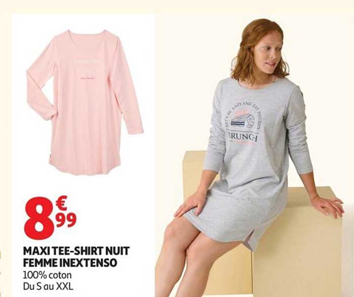 MAXI TEE-SHIRT NUIT FEMME INEXTENSO