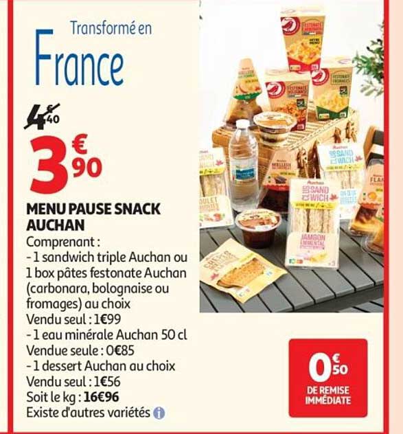 MENU PAUSE SNACK AUCHAN