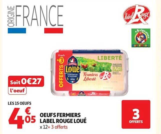 OEUFS FERMIERS LABEL ROUGE LOUÉ x 12 + 3 offerts