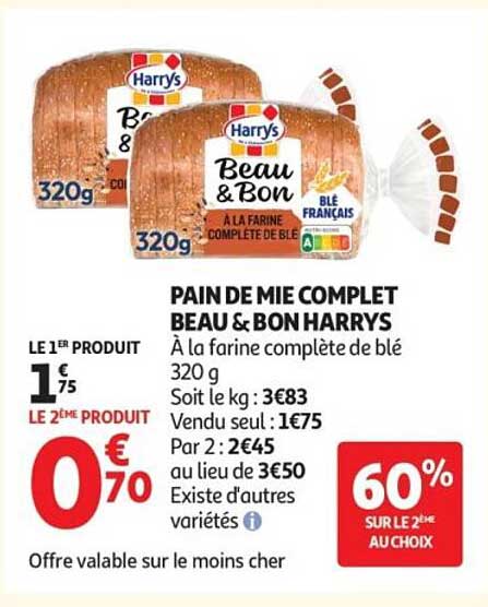 PAIN DE MIE COMPLET BEAU & BON HARRYS