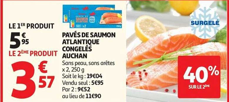 PAVÉS DE SAUMON ATLANTIQUE CONGELÉS AUCHAN