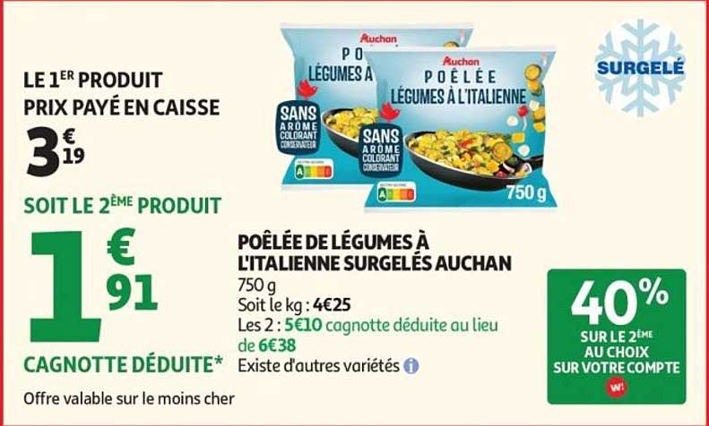 POÊLÉE DE LÉGUMES À L’ITALIENNE SURGELÉS AUCHAN