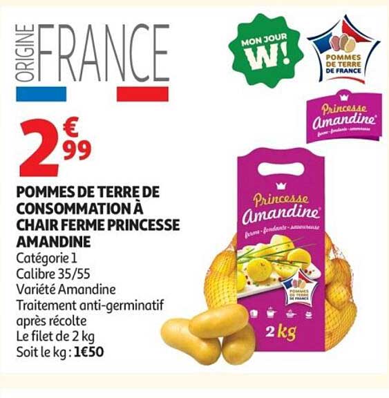 POMMES DE TERRE DE CONSOMMATION À CHAIR FERME PRINCESSE AMANDINE