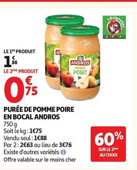 PURÉE DE POMME POIRE EN BOCAL ANDROS