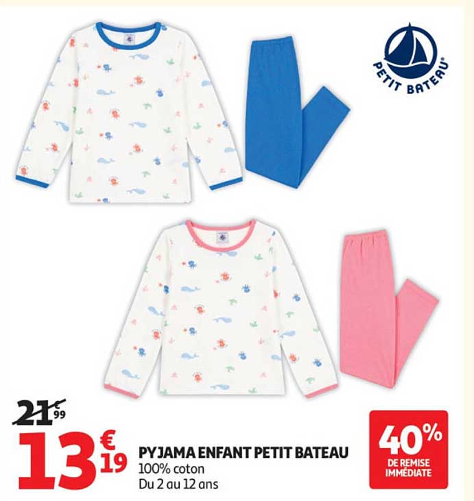 PYJAMA ENFANT PETIT BATEAU 100% coton Du 2 au 12 ans