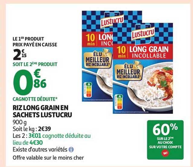 RIZ LONG GRAIN EN SACHETS LUSTUCRU
