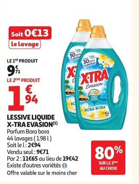 Soit 0€13 le lavage