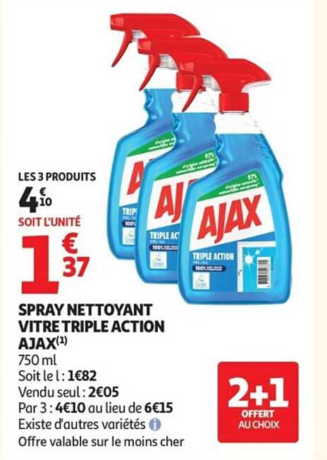 SPRAY NETTOYANT VITRE TRIPLE ACTION AJAX