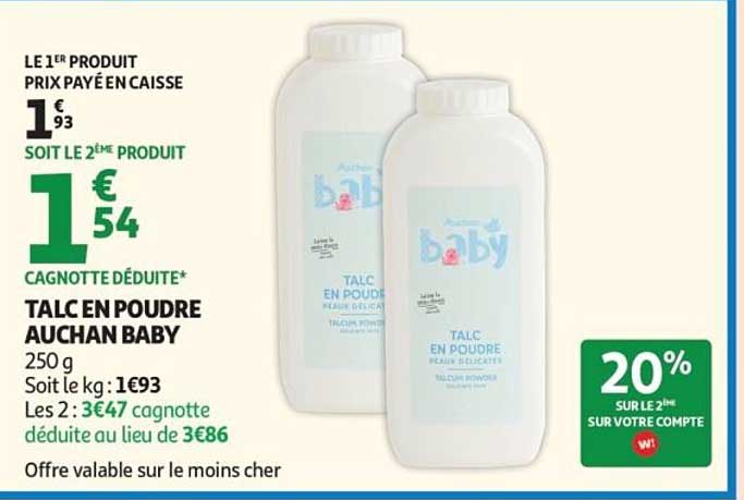 TALC EN POUDRE AUCHAN BABY