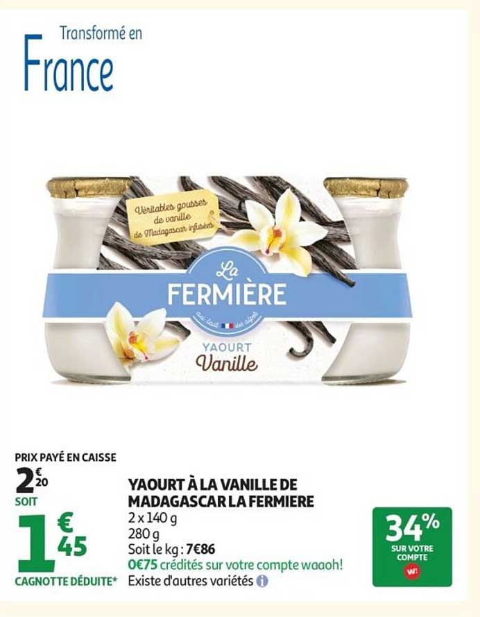 YAOURT À LA VANILLE DE MADAGASCAR LA FERMIERE